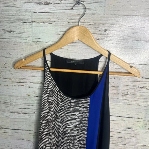 BCBGMAXAZRIA  Cici Asymmetrical Colorblock Slip Midi Dress | small - Picture 3 of 8